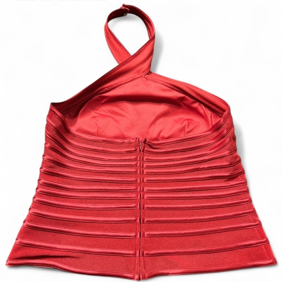 JS SIGNATURE Red Ruched Halter Tank Top - Picture 3 of 6